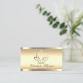 Modern Gold Lotus Gold Stripes Yoga Instructor Visitekaartje (Staand voorkant)