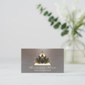 Modern Gold Lotus Logo Stylish Copper Salon Spa Visitekaartje (Staand voorkant)