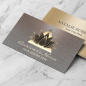 Modern Gold Lotus Logo Stylish Copper Salon Spa Visitekaartje