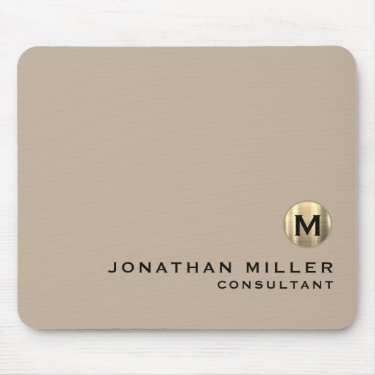 Modern Gold Luxury Monogram Beige Muismat (Voorkant)