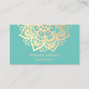 Modern Gold Mandala Blauwgroen Yoga Instructor Visitekaartje
