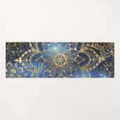 Modern Gold Mandala Blue Nebula Custom Name Yogamat (Voorkant (horizontaal))