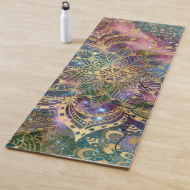 Modern Gold Mandala Blue Paarse Nebula - Aangepast Yogamat