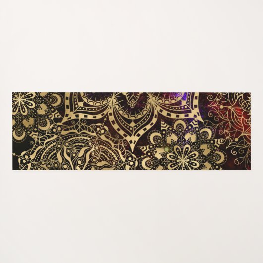 Modern Gold Mandala Pattern Custom Name Yogamat (Achterkant (horizontaal))