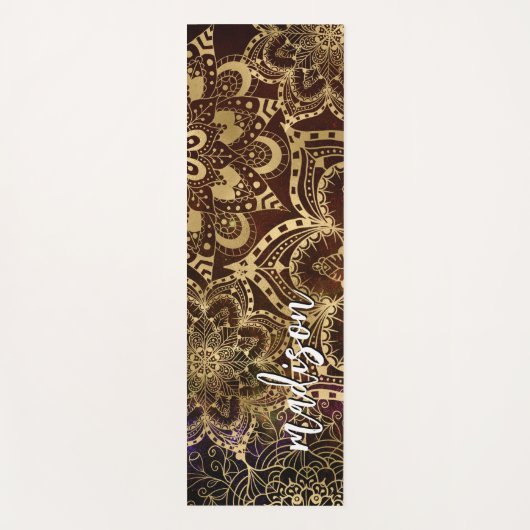 Modern Gold Mandala Pattern Custom Name Yogamat (Voorkant)