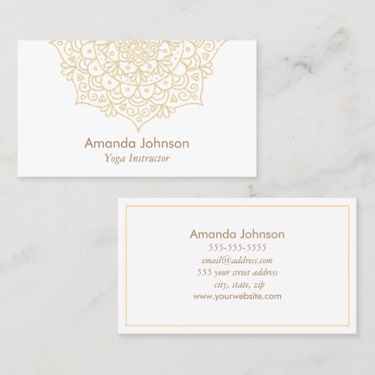 Modern Gold Mandala Yoga Instructor Visitekaartje (Voorkant / Achterkant)