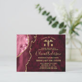 Modern Gold Maroon RN Graduation Party Invitation Briefkaart (Staand voorkant)