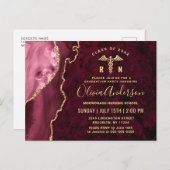Modern Gold Maroon RN Graduation Party Invitation Briefkaart (Voorkant / Achterkant)
