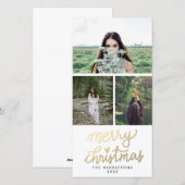 Modern Gold Merry Christmas Handgeschreven Script Feestdagenkaart (Voorkant / Achterkant)
