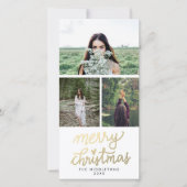 Modern Gold Merry Christmas Handgeschreven Script Feestdagenkaart (Voorkant)