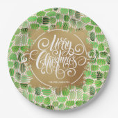 Modern Gold Merry kerst op groen Papieren Bordje (Voorkant)
