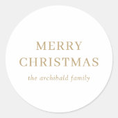 Modern Gold Merry kerst Ronde Sticker (Voorkant)