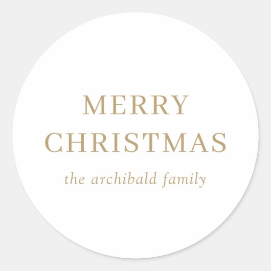 Modern Gold Merry kerst Ronde Sticker (Voorkant)