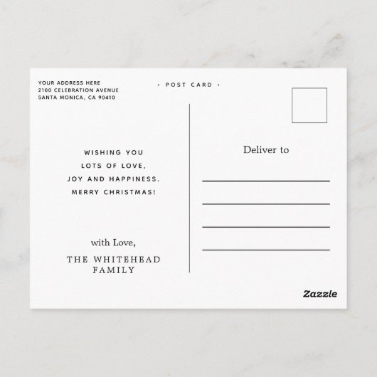 Modern Gold Merry kerstcadeau wit Briefkaart (Achterkant)