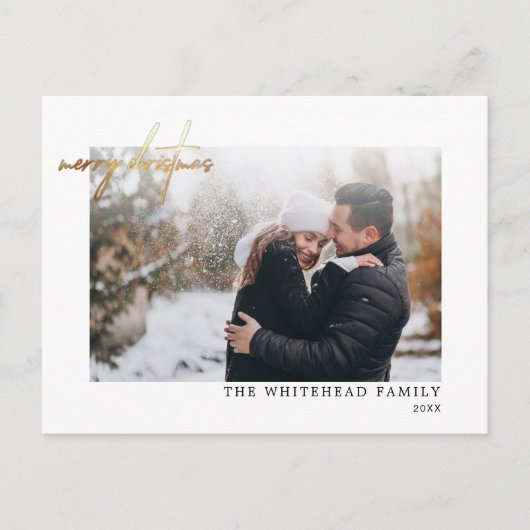 Modern Gold Merry kerstcadeau wit Briefkaart (Voorkant)