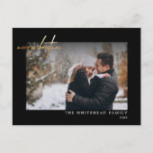 Modern Gold Merry kerstcadeau zwart Briefkaart (Voorkant)