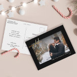 Modern Gold Merry kerstcadeau zwart Briefkaart<br><div class="desc">Dit jaar vieren we Kerstmis met deze moderne eenvoudige vakantie-briefkaarten.</div>