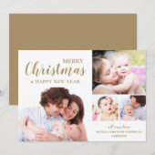 Modern Gold Merry-kerstfoto Collage Feestdagenkaart (Voorkant / Achterkant)