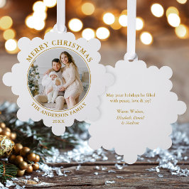 Modern Gold Merry-kerstfoto Ornament Kaart