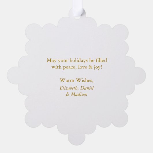 Modern Gold Merry-kerstfoto Ornament Kaart (Achterkant)