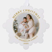 Modern Gold Merry-kerstfoto Ornament Kaart (Voorkant)