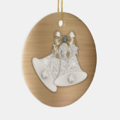 Modern Gold Metal White Bells Graphic Keramisch Ornament (Rechts)