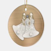 Modern Gold Metal White Bells Graphic Keramisch Ornament (Links)