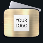 Modern Gold Metallic - Aangepaste Logo Promotionel Laptop Sleeve<br><div class="desc">Modern Silver Faux Metallic Roestvrij Goud Elegant Custom Logo Promotional Laptop Bag of Sleeve Promotional (promo) advertentie Hoesje. Dit hoesje kan worden aangepast om uw bedrijf of zakelijke logo op te nemen.</div>