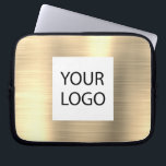Modern Gold Metallic - Aangepaste Logo Promotionel Laptop Sleeve<br><div class="desc">Modern Silver Faux Metallic Roestvrij Goud Elegant Custom Logo Promotional Laptop Bag of Sleeve Promotional (promo) advertentie Hoesje. Dit hoesje kan worden aangepast om uw bedrijf of zakelijke logo op te nemen.</div>