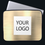 Modern Gold Metallic - Aangepaste Logo Promotionel Laptop Sleeve<br><div class="desc">Modern Silver Faux Metallic Roestvrij Goud Elegant Custom Logo Promotional Laptop Bag of Sleeve Promotional (promo) advertentie Hoesje. Dit hoesje kan worden aangepast om uw bedrijf of zakelijke logo op te nemen.</div>