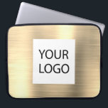 Modern Gold Metallic - Aangepaste Logo Promotionel Laptop Sleeve<br><div class="desc">Modern Silver Faux Metallic Roestvrij Goud Elegant Custom Logo Promotional Laptop Bag of Sleeve Promotional (promo) advertentie Hoesje. Dit hoesje kan worden aangepast om uw bedrijf of zakelijke logo op te nemen.</div>