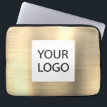 Modern Gold Metallic - Aangepaste Logo Promotionel Laptop Sleeve<br><div class="desc">Modern Silver Faux Metallic Roestvrij Goud Elegant Custom Logo Promotional Laptop Bag of Sleeve Promotional (promo) advertentie Hoesje. Dit hoesje kan worden aangepast om uw bedrijf of zakelijke logo op te nemen.</div>