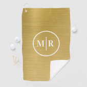 Modern Gold Metallic Monogram Golf Golfhanddoek (Insitu)