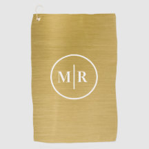 Modern Gold Metallic Monogram Golf
