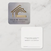 Modern Gold Metallic Real Estate Logo | Home Afsprakenkaartje (Voorkant / Achterkant)