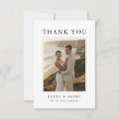 Modern Gold Minimalist Destination Photo Wedding Bedankkaart (Voorkant)