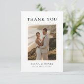 Modern Gold Minimalist Destination Photo Wedding Bedankkaart (Staand voorkant)