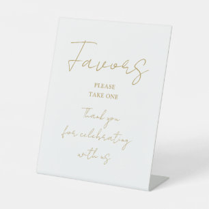 Modern Gold Minimalist Elegant Script Favorieten Reclamebord Met Voetstuk