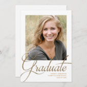 Modern Gold Minimalist Photo Afstuderen Invitation Kaart (Voorkant / Achterkant)