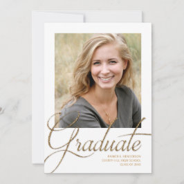 Modern Gold Minimalist Photo Afstuderen Invitation Kaart