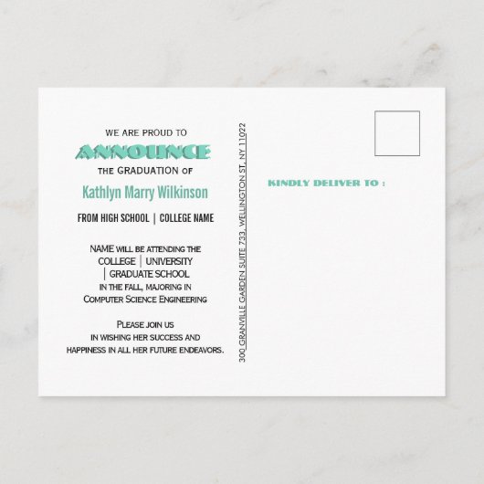 Modern Gold Mint Script 3 Foto Afstuderen Aankondigingskaart (Achterkant)