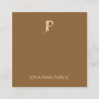 Modern Gold Monogram Coffee Brown Chic Plain
