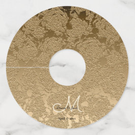 Modern Gold Monogram Elegant Wedding Wijnglaslabel