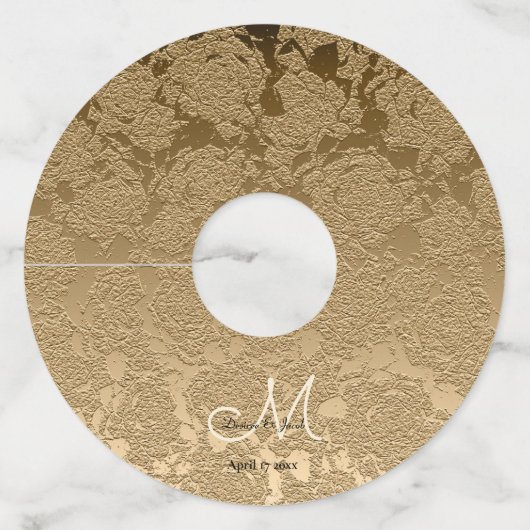 Modern Gold Monogram Elegant Wedding Wijnglaslabel (Achterkant)