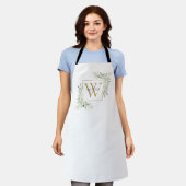 Modern Gold Monogram Greenery Floral Elegant Apron Schort (Gedragen)