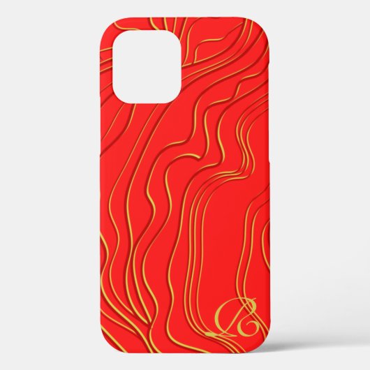 Modern Gold Monogram Hoesje-Mate iPhone Case (Achterkant)