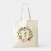 Modern Gold Monogram J Waterverf Floral Wreath Tote Bag (Achterkant)