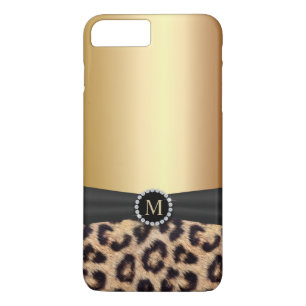 Modern Gold Monogram Leopard iPhone 8/7 Plus Hoesje