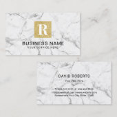 Modern Gold Monogram Logo Trendy White Marble Visitekaartje (Voorkant / Achterkant)
