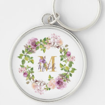 Modern Gold Monogram M Waterverf Floral Wreator